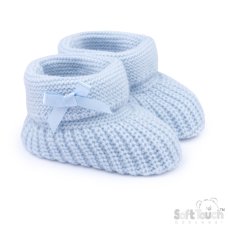 B450-B: Blue Acrylic Bootees with Bow